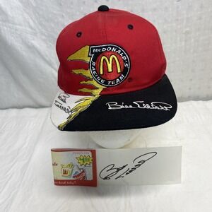 Vtg Signed Bill Elliott McDonald's Racing Nascar SnapBack Hat McD Gift Certs Lot